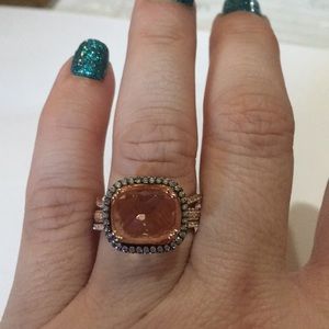 .925 14K Rose/Black Clad 3pc sz8 set quartz